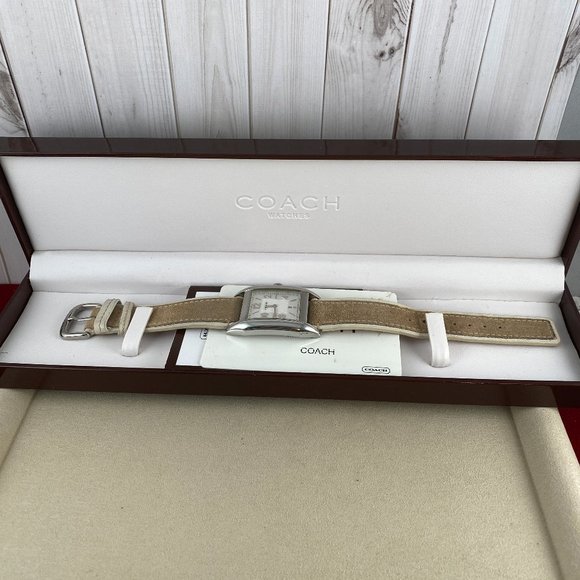 Vintage Swiss Made Coach Pre Owned Tank Shape Silver Tone Quartz Watch - Picture 8 of 8